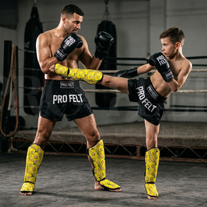 Espinilleras de Muay Thai OEM de Marca Privada Aceptadas, Equipo de Entrenamiento de Artes Marciales y Kickboxing de Alta Resistencia, Espinilleras de Espuma EVA - Product Image 2