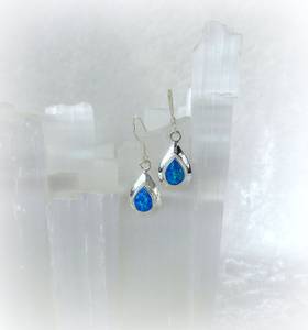 Blue <b>Opal</b> <b>Earrings</b> Sterling Silver Sparkly Flash <b>Opal</b> <b>Earrings</b> October Birthstone Jewelry Elegant Gift For Her - Product Image 5