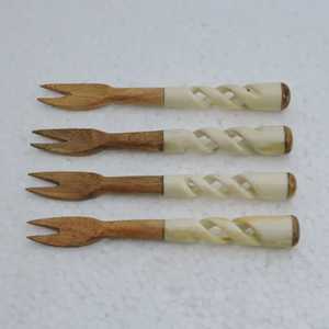 Juego de tenedores de madera personalizados con mango de hueso, de alta calidad, para bodas, eventos, restaurantes, hoteles, juego de accesorios de vajilla de lujo - Product Image 1