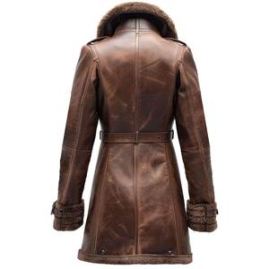 Manteau long d'hiver en cuir souple pour femmes, veste extérieure élégante, vêtements de tous les jours, veste d'hiver en cuir pour femmes, vêtements d'extérieur, mode quotidienne - Product Image 2