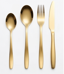 <b>Golden</b> Flatware <b>Set</b> With High Mirror Polish Elegant Design Dishwasher Safe Metal <b>Cutlery</b> For Wedding Tabletop Use - Product Image 3