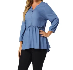 Vestido clássico casual para meninas e mulheres, plus size, peplum, manga bufante, cintura alta