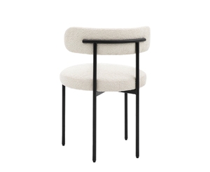 Modern White Boucle Upholstered Dining Chair with <b>Backrest</b> and Metal Legs for B2B Bulk Orders Direct From Factory - Product Image 4