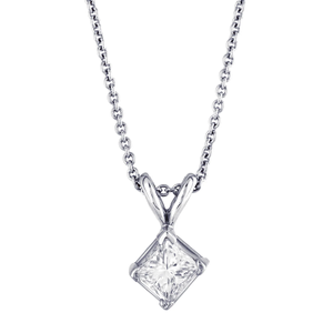 Pendentif en diamant taille princesse 0,56 CT plaqué rhodium or 14 carats - Product Image 1