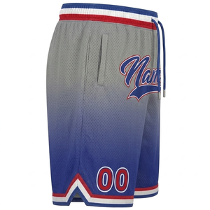 Pantalones Cortos de Baloncesto Personalizables para Hombre, Degradado Azul Gris, Malla con Cordón Ajustable en la Cintura, Estilo Deportivo con Bolsillos y Logotipo Frontal Número 00 - Product Image 3