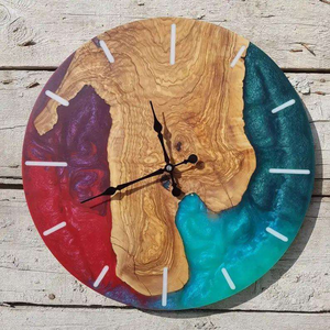 Horloge murale personnalisée en résine époxy et bois pour les intérieurs personnels et commerciaux, décoration de style, art mural pour hôtel, salon - Product Image 4