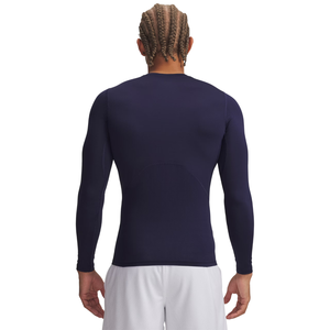 T-shirt de compression personnalisé pour homme, bleu marine, à manches longues, col ras du cou, ajusté, pour entraînement sportif et gym, sous-vêtement de sport - Product Image 2