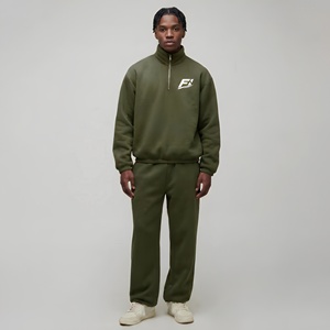 2026 <b>men's</b> Quarter Zip Sweatshirt Tracksuit Relaxed Fit Fleece <b>Pullover</b> Set Custom Quarter Zip Sweatshirt Set USA Wholesale Bulk - Product Image 1