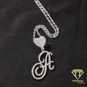 Heart Pendant Necklace With Rhinestone <b>Initial</b> Letter Pendant Gold Color Cuban <b>Chain</b> Fashion Jewelry For Women Men Personalized - Product Image 6