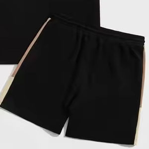 Conjunto de Camiseta de Manga Corta y Pantalones Cortos para Hombre, Diseño Moderno de Alta Calidad, Bloques de Color, Casual, Transpirable, 100% Algodón, Ropa de Verano - Product Image 5