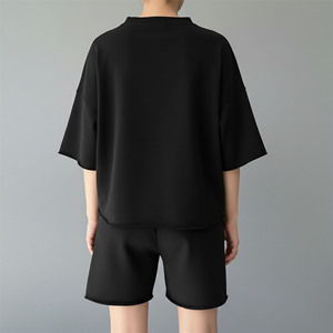 เสื้อยืดลำลองฤดูร้อนผ้าฝ้าย 100% สำหรับผู้หญิง ชุดเซ็ต 2 ชิ้น สไตล์ไฮสตรีท ชุดขาสั้น รับสกรีนโลโก้ ชุดเซ็ต 2 ชิ้นไซส์ใหญ่สำหรับผู้หญิง - Product Image 3