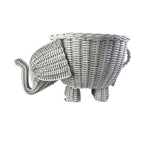 Cesta de Almacenamiento de Ratán Gris Tejida a Mano, Ecológica, para Interiores y Exteriores, Maceta para Flores, Suculentas, Juguetes para Niños - Product Image 1