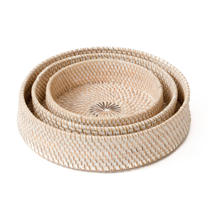 Petit plateau rond en rotin pour la cuisine, panier de rangement pour légumes, plateau en osier à prix raisonnable - Product Image 6