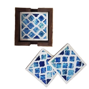 Posavasos con incrustaciones de hueso de último diseñador con posavasos, tamaño personalizado, Forma cuadrada, elegante posavasos con incrustaciones de hueso para taza de té a la venta - Product Image 1