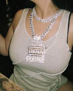 Chaîne cubaine en moissanite VVS de haute qualité, pendentif personnalisé en argent sterling 925, collier glacé pour hommes, montres glacées Reloj USA - Product Image 1