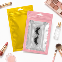 Sacs Mylar à fermeture éclair autoportants holographiques, sacs Mylar argentés aluminisés, emballage anti-odeur pour attaches pour cheveux et cils