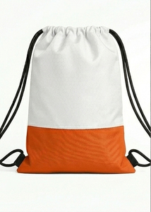 Workout Drawstring Backpack Orange White Canvas Unisex Gym Fitness Wear Drawstring <b>Bags</b> with Zipper Pocket <b>String</b> <b>Bags</b> - Product Image 2
