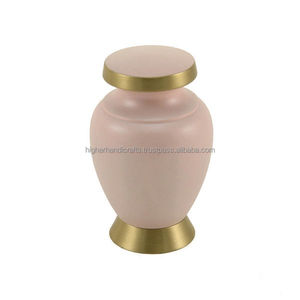 Light Pink Metal <b>Mini</b> Keepsake <b>Urn</b> with Golden Engraving <b>for</b> Infant/Child/Pet <b>Ashes</b> 3" Size Higher Handicrafts Funeral Supplies - Product Image 2
