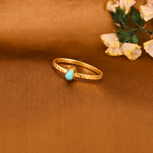 Anillo de Latón Chapado en Oro con Turquesa Natural, Joyería de Moda para Mujer - Product Image 2