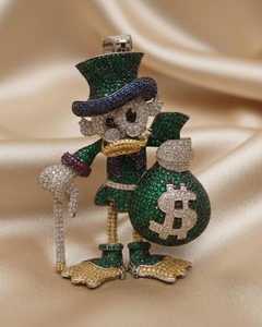 จี้เพชรโมอิสซาไนต์ VVS หลากสี รูปตัวละคร McDuck ชื่อดัง ชุบทองคำแท้ ประดับเพชรหรูหรา สไตล์โบราณ เงินแท้ 925 - Product Image 4