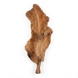 Leaf Godhong Lurik Handcrafted <b>Wooden</b> Leaf Wall Sculpture <b>Rustic</b> Botanical Decorative Carving Home Decor Accent Plaque Display - Product Image 1
