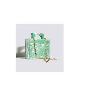 Durable Home Decor <b>For</b> Living Room Indoor Use Epoxy Resin Hand <b>Bag</b> With Beaded Handle <b>Green</b> Color Durable Top Quality Piece - Product Image 5