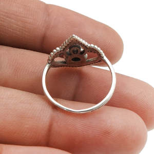 แหวนโบฮีเมียนคุณภาพสูง แหวนรูปมงกุฎหรูหราและสง่างามสำหรับแฟนสาว แหวนโรแมนติกแบบฝังขอบ ทำจากเงินแท้ 925 - Product Image 3