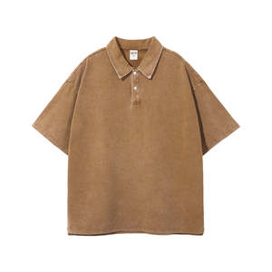 เสื้อโปโล เสื้อยืดโปโล เสื้อยืดลำลองแบบฟอกสี เสื้อยืดลำลองสไตล์วินเทจ เสื้อยืดสไตล์โอลด์แมนนี่ เสื้อยืดผ้าฝ้ายเดนิม เสื้อยืดเจอร์ซีย์ เสื้อโปโล - Product Image 1