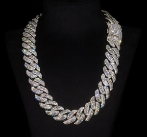 Lab Grown Diamond Cuban Link <b>Chain</b> Necklace White Gold Hip Hop Luxury <b>Iced</b> <b>Out</b> Statement Jewelry Gift For Men Women Unisex - Product Image 1