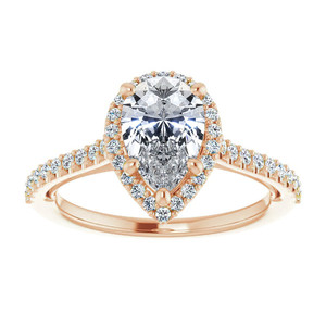 Bague de fiançailles en diamant de laboratoire, or blanc 18 carats, taille poire, certifiée IGI, halo cathédrale avec accent cœur, pour femmes et jeunes filles, pour mariage - Product Image 1
