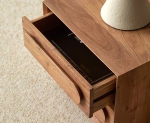 Modern Solid Wood Nightstand With 2 Drawers Minimalist Bedroom Furniture Handmade <b>Storage</b> <b>Side</b> <b>Table</b> - Product Image 6