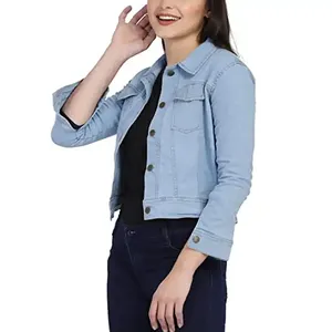 Veste en jean longue extensible pour femme, en coton, pour l'hiver, veste en jean camouflage tendance pour femme - Product Image 4