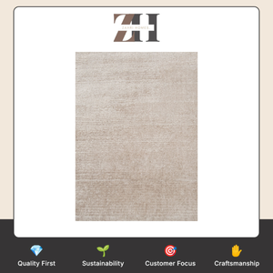 Alfombra Rectangular Beige de Viscosa Tejida a Mano, Alfombra de Textura Suave para Decoración del Hogar - Product Image 6