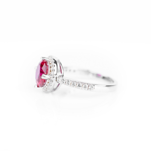 Bague Halo en argent sterling 925 pour femme, sertie d'un rubis rouge taille ronde, bijou de fiançailles, cadeau de joaillerie fine pour elle - Product Image 4