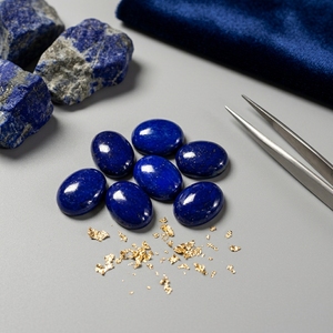 Natural <b>Lapis</b> <b>Lazuli</b> 7x5mm Oval Cabochon AAA Grade Calibrated Loose Gemstone Smooth Flat Back for Fine Jewelry Making Wholesale - Product Image 4