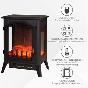 Cheminée électrique 23 pouces avec effet de flamme LED, 750W/1500W, insert autoportant pour usage intérieur, pour maison et hôtel, en verre et métal - Product Image 6