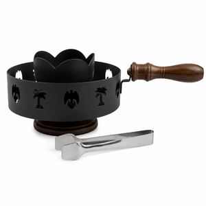 Metal <b>Charcoal</b> Incense Burner Premium Quality Mabkhara Arabic Aromatic Incense Burner With Wooden Handle & Tong Elegant Design - Product Image 6