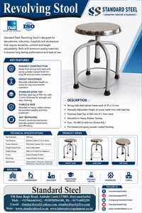 Stainless Steel Medical Patient Revolving Stool Height Adjustable Operating Room Examination Stool with <b>Footrest</b> - Product Image 2