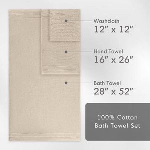 Set di 12 Asciugamani da Bagno Beige 100% Cotone ad Asciugatura Rapida - Product Image 3
