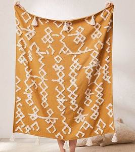 Manta Tejida Jacquard Bohemia 100% Algodón Orgánico con Estampado Floral, Tapiz para el Hogar y Viajes, Manta Personalizada para Sofá - Product Image 4