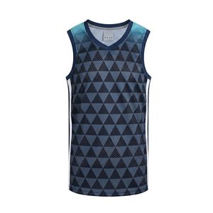 Maillot de basket-ball à haute élasticité, motif géométrique rouge, uniforme d'équipe, maille polyester respirante, sans manches, col rond - Product Image 5