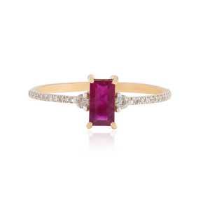 14K White Gold Eternity Wedding <b>Ring</b> with Oval Baguette Ruby and <b>Diamond</b> - Product Image 1