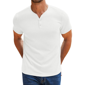 T-shirt en maille gaufrée coupe décontractée pour homme, mélange de coton premium, fournisseur de streetwear - Product Image 1