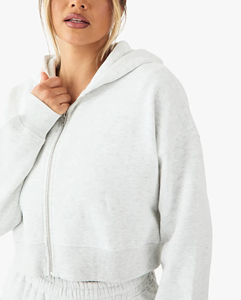 Wholesale Women's <b>zip</b> <b>up</b> Hoodies Casual Wear Custom Color <b>Crop</b> Tops Long Sleeve Pullover Pockets 100% - Product Image 3