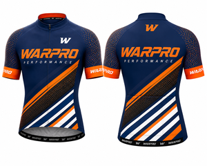 Maillot de cyclisme WARPRO pour homme, manches courtes, bleu marine et orange, imprimé par sublimation, séchage rapide, taille adulte M - Product Image 1