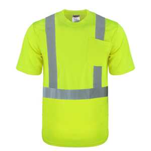 Camiseta de trabajo reflectante fluorescente de alta visibilidad, personalizada, de manga corta, de secado rápido, para hombre. - Product Image 6