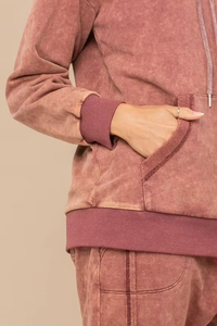 Sweat à capuche oversize personnalisé en molleton délavé moka, style vintage, pour femmes et hommes, vente en gros, fabricant, marron uni, en vrac - Product Image 4