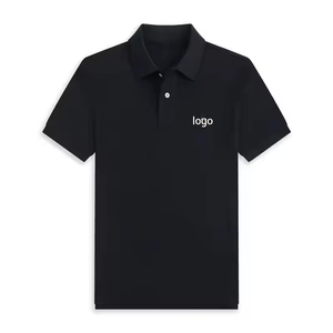 Polo de Algodón Negro para Hombre, Manga Corta, Color Sólido, Transpirable, Diseño Casual, Logotipo Frontal, Tela Piqué - Product Image 2