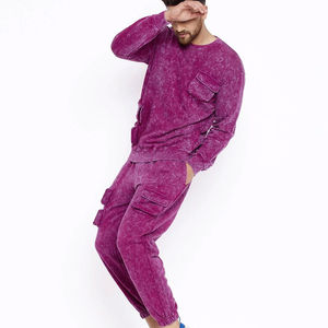 Survêtements XXL pour hommes fabriqués en usine, effet délavé, avec logo personnalisé imprimé, en coton, pour l'hiver, vente en gros - Product Image 4