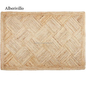 พรมถักปอกระเจาเย็บด้วยมือพรมปูพื้นลายทางขอบสีขาวทรงสี่เหลี่ยมผืนผ้า - Product Image 6